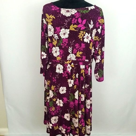 TORRID Fuschia Pink Floral Side-Draped 3/4 Sleeve Dress Size 2 (2X) #011 - Picture 5 of 10